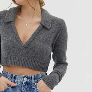 NWT Urban Outfitters Walter Collared Cropped Sweater